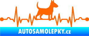 Samolepka Srdeční tep 008 pravá pes bulteriér Fluorescentní oranžová