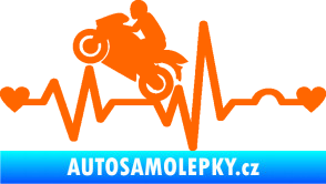Samolepka Srdeční tep 013 levá motorkář Fluorescentní oranžová