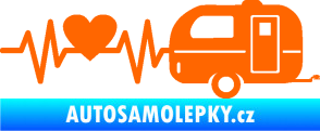 Samolepka Srdeční tep 030 pravá kempování Fluorescentní oranžová
