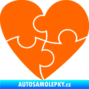 Samolepka Srdíčko 018 pravá puzzle Fluorescentní oranžová