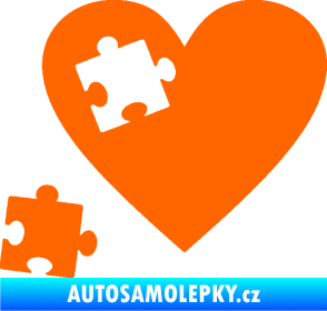 Samolepka Srdíčko 022 levá vypadlý puzzlík Fluorescentní oranžová