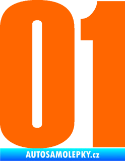 Samolepka Startovní číslo 01 typ 2 Fluorescentní oranžová