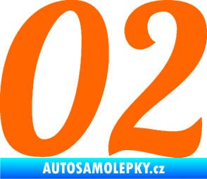 Samolepka Startovní číslo 02 typ 3 Fluorescentní oranžová