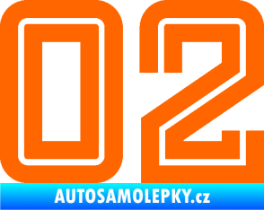 Samolepka Startovní číslo 02 typ 7 Fluorescentní oranžová