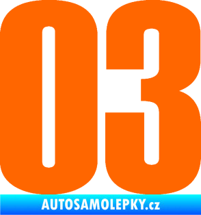 Samolepka Startovní číslo 03 typ 2   Fluorescentní oranžová
