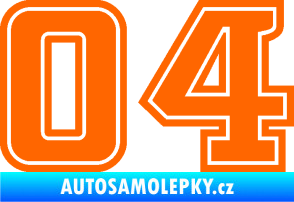 Samolepka Startovní číslo 04 typ 5 Fluorescentní oranžová