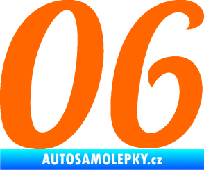 Samolepka Startovní číslo 06 typ 3 Fluorescentní oranžová