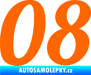 Samolepka Startovní číslo 08 typ 3 Fluorescentní oranžová