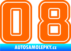 Samolepka Startovní číslo 08 typ 5 Fluorescentní oranžová