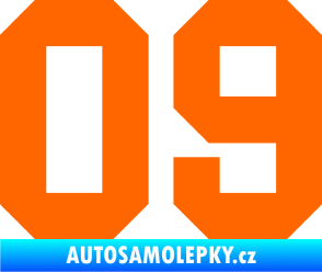 Samolepka Startovní číslo 09 Fluorescentní oranžová