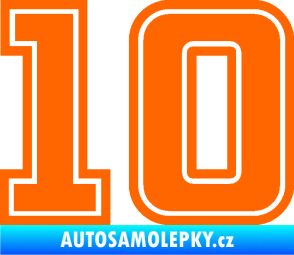 Samolepka Startovní číslo 10 typ 5 Fluorescentní oranžová