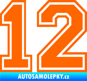 Samolepka Startovní číslo 12 typ 4 Fluorescentní oranžová