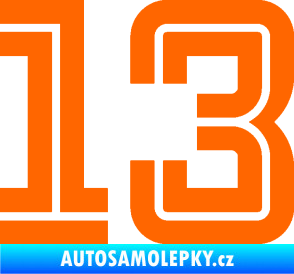 Samolepka Startovní číslo 13 typ 7 Fluorescentní oranžová