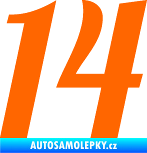Samolepka Startovní číslo 14 typ 3      Fluorescentní oranžová