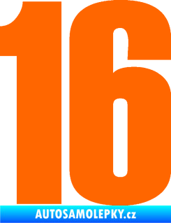 Samolepka Startovní číslo 16 typ 2   Fluorescentní oranžová