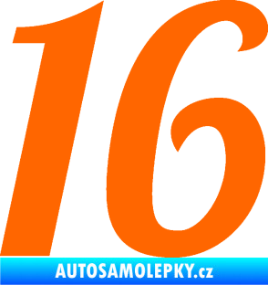 Samolepka Startovní číslo 16 typ 3       Fluorescentní oranžová
