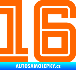 Samolepka Startovní číslo 16 typ 7 Fluorescentní oranžová