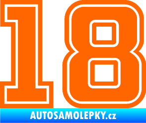 Samolepka Startovní číslo 18 typ 5 Fluorescentní oranžová