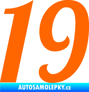 Samolepka Startovní číslo 19 typ 3          Fluorescentní oranžová