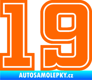 Samolepka Startovní číslo 19 typ 5 Fluorescentní oranžová