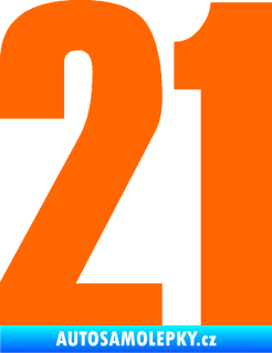 Samolepka Startovní číslo 21 typ 2        Fluorescentní oranžová