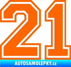 Samolepka Startovní číslo 21 typ 4 Fluorescentní oranžová