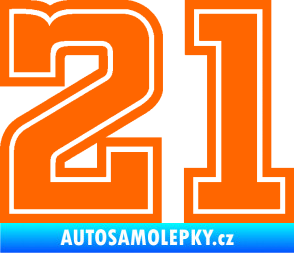 Samolepka Startovní číslo 21 typ 5 Fluorescentní oranžová