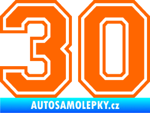 Samolepka Startovní číslo 30 typ 4 Fluorescentní oranžová