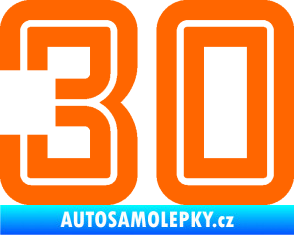 Samolepka Startovní číslo 30 typ 7 Fluorescentní oranžová