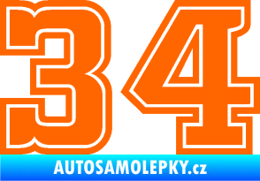 Samolepka Startovní číslo 34 typ 5 Fluorescentní oranžová