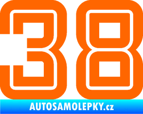 Samolepka Startovní číslo 38 typ 7 Fluorescentní oranžová