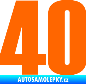 Samolepka Startovní číslo 40 typ 2     Fluorescentní oranžová