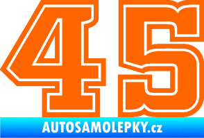 Samolepka Startovní číslo 45 typ 5 Fluorescentní oranžová