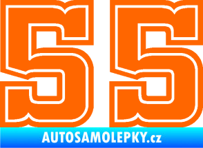 Samolepka Startovní číslo 55 typ 5 Fluorescentní oranžová
