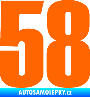 Samolepka Startovní číslo 58 typ 2    Fluorescentní oranžová
