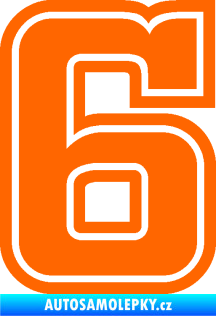 Samolepka Startovní číslo 6 typ 5 Fluorescentní oranžová