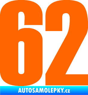 Samolepka Startovní číslo 62 typ 2  Fluorescentní oranžová