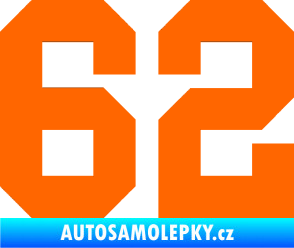 Samolepka Startovní číslo 62 Fluorescentní oranžová