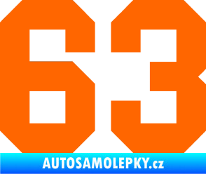 Samolepka Startovní číslo 63 Fluorescentní oranžová