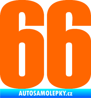 Samolepka Startovní číslo 66 typ 2     Fluorescentní oranžová