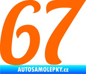 Samolepka Startovní číslo 67 typ 3 Fluorescentní oranžová