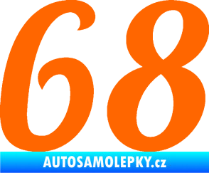 Samolepka Startovní číslo 68 typ 3 Fluorescentní oranžová