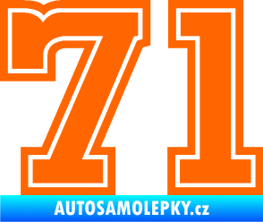 Samolepka Startovní číslo 71 typ 5 Fluorescentní oranžová