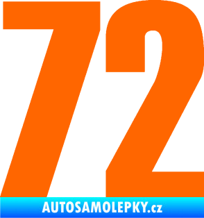 Samolepka Startovní číslo 72 typ 2   Fluorescentní oranžová