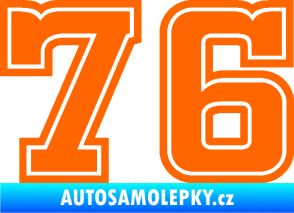 Samolepka Startovní číslo 76 typ 5 Fluorescentní oranžová