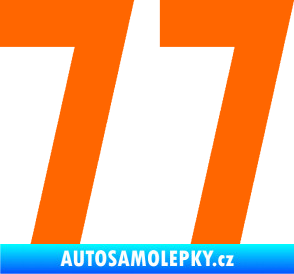 Samolepka Startovní číslo 77 Fluorescentní oranžová