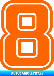 Samolepka Startovní číslo 8 typ 5 Fluorescentní oranžová