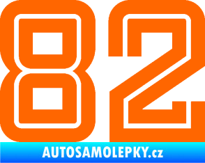 Samolepka Startovní číslo 82 typ 7 Fluorescentní oranžová