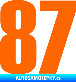 Samolepka Startovní číslo 87 typ 2       Fluorescentní oranžová