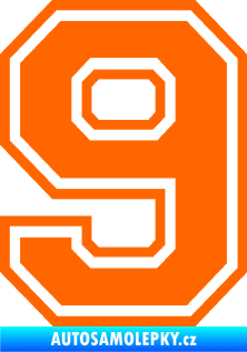 Samolepka Startovní číslo 9 typ 4 Fluorescentní oranžová